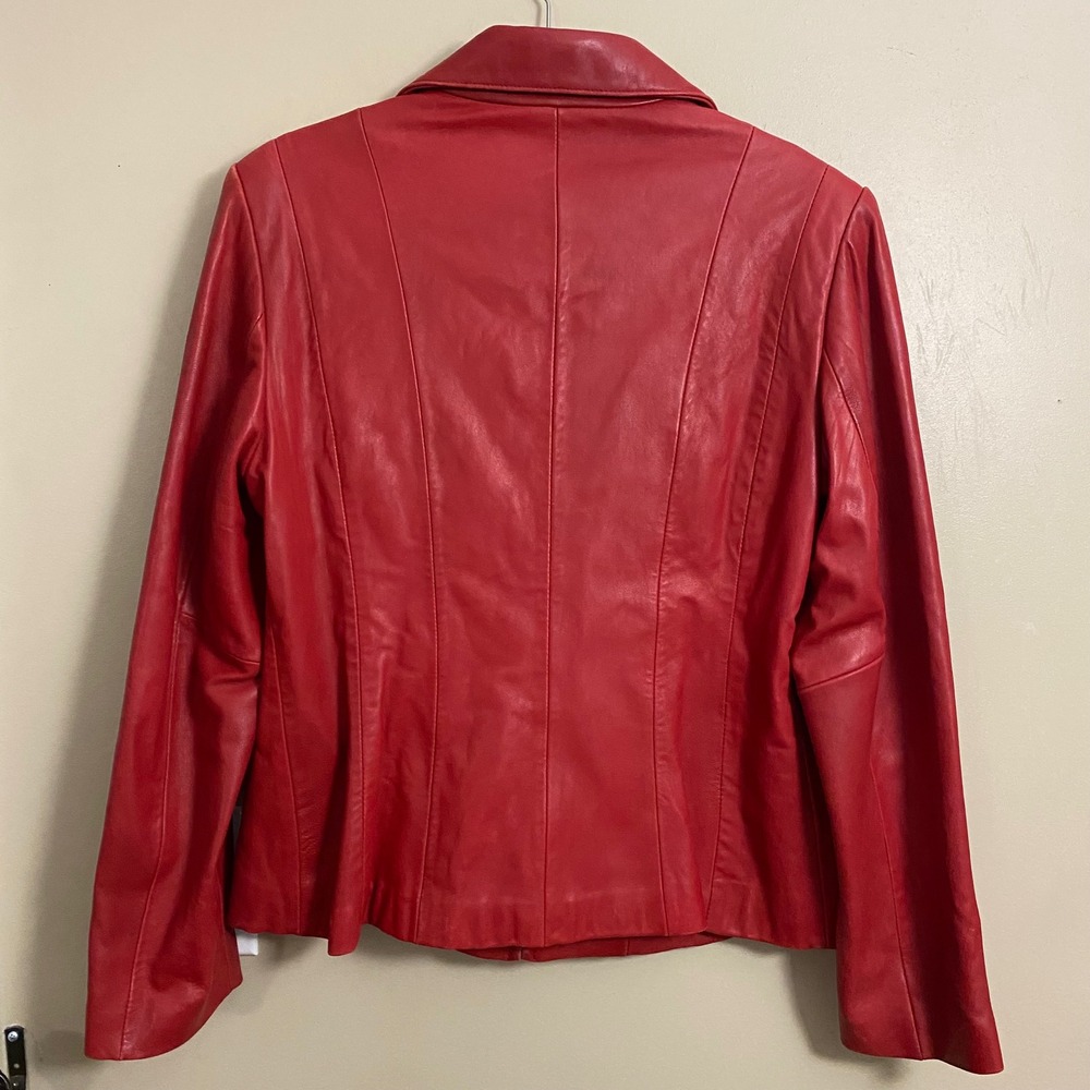 Avanti New York 100% Genuine Leather Butter Soft Red Zip Up Jacket Size Large - Picture 9 of 10
